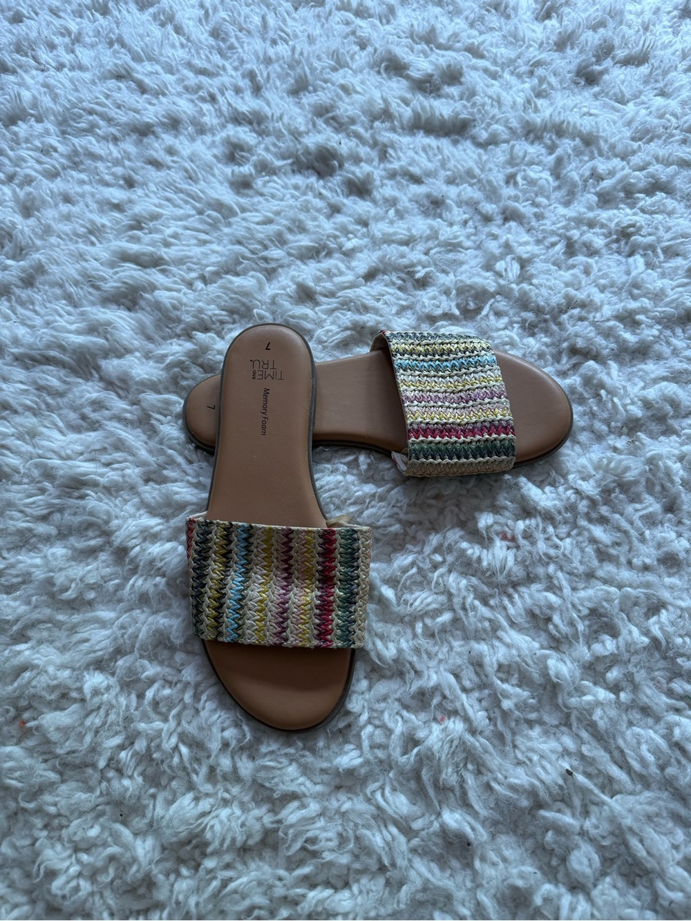 Time and Tru Woven Multi-Color Slide Sandals - Women